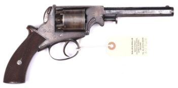 A 5 shot 48 bore Adams type self cocking percussion revolver, 11” overall, barrel 6” engraved “R.