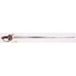 An Officer’s sword of the Honourable Artillery Company, flattened hexagonal section blade 32½” by