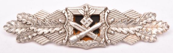 A Third Reich Army Close Combat clasp in silver, by F & BL (Funke & Brunninghaus). GC