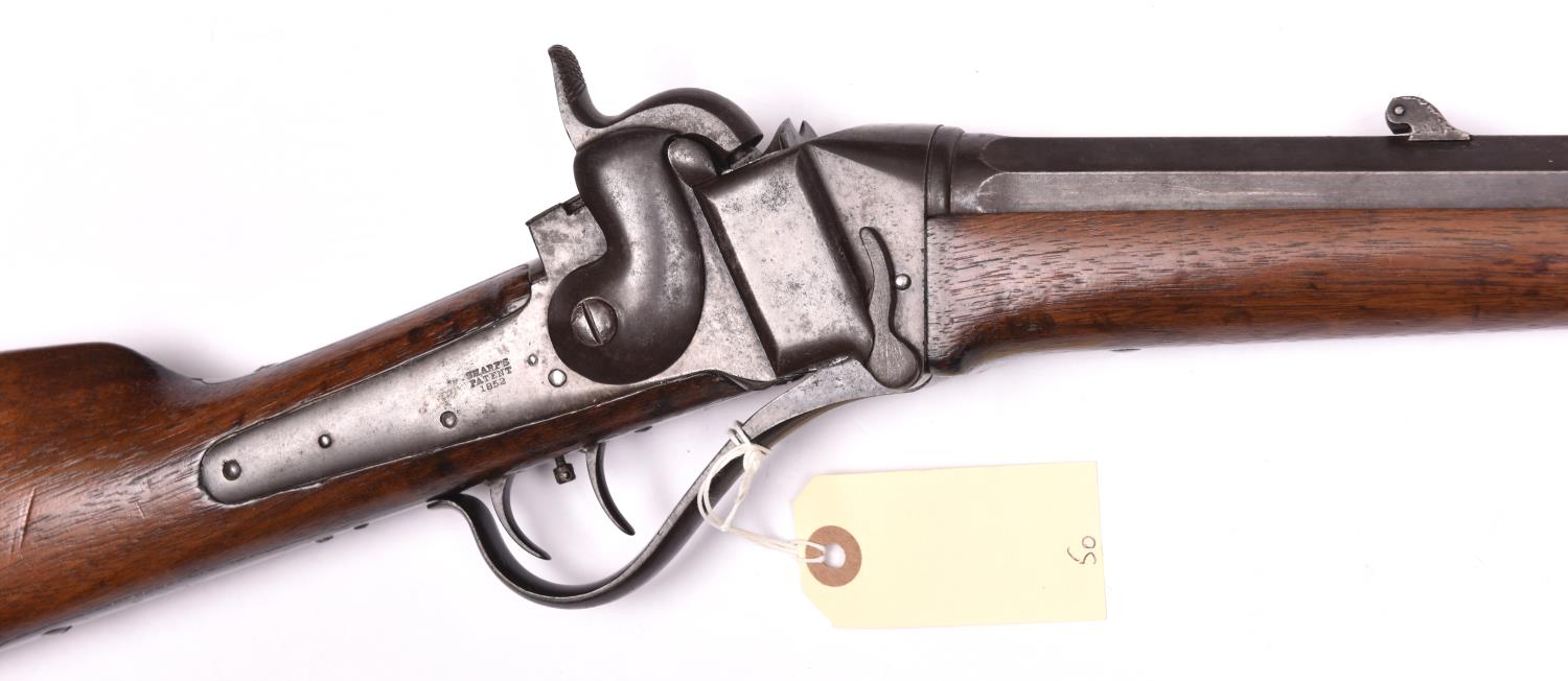 A 60 bore Sharps Patent Model 1853 breech loading falling block percussion sporting rifle, number - Image 2 of 2