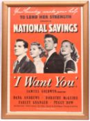 A WWII “National Savings” poster for the film “I Want You” with text “your country wants your
