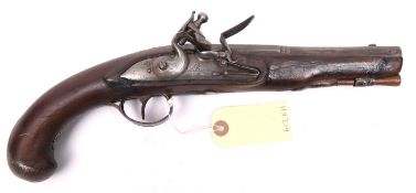 An early 19th century Belgian flintlock pistol, by (Lambert) Dit Biron of Liege, 13½” overall,