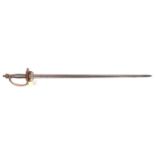 A 1796 pattern infantry Officer’s sword, straight fullered blade 32”, with traces of etching,