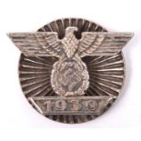 A 1939 bar to the 1914 Iron Cross 1st class, with fluted screw back fixing. GC