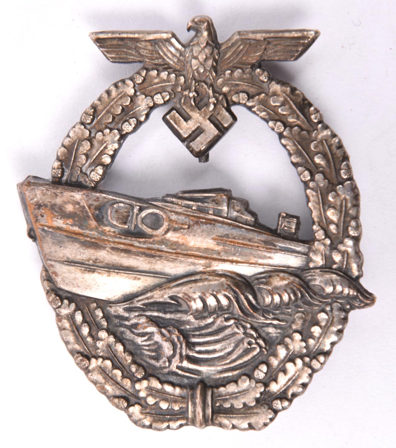A Third Reich 2nd pattern E boat badge, by Schwerin, the swastika not fretted. GC