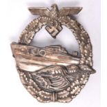 A Third Reich 2nd pattern E boat badge, by Schwerin, the swastika not fretted. GC