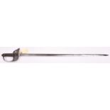 A Grenadier Guards Officer’s sword, slender, straight, fullered blade 32½”, by Wilkinson, no