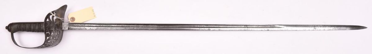 A Grenadier Guards Officer’s sword, slender, straight, fullered blade 32½”, by Wilkinson, no