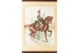 An Ackermann print “Rifle Brigade”, d 1841 mounted and framed by Ackerman & Son with their label