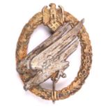 A Third Reich Army Parachutists badge, of heavy construction with matt finish to gilt wreath and