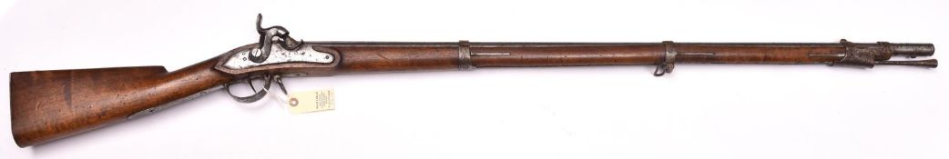 A Continental (possibly German) 12 bore military percussion musket, converted from flintlock, 56”