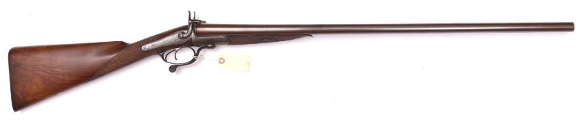 A double barrelled 12 bore underlever pinfire shotgun, by H. Hook, Tenterden, 46½” overall, nicely