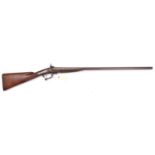 A double barrelled 12 bore underlever pinfire shotgun, by H. Hook, Tenterden, 46½” overall, nicely