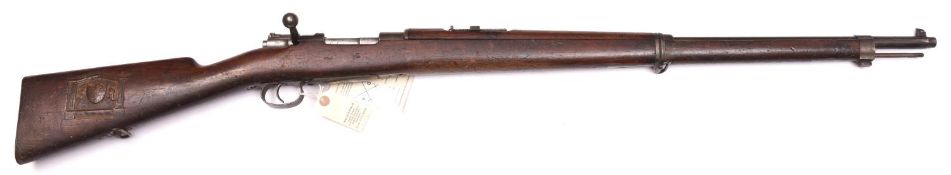 A de-activated Boer 7.9mm Mauser Model 1898 bolt action rifle, number 7120, by Deutsche Waffen und