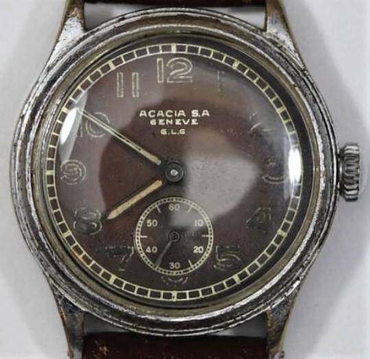 Acacia S.A wristwatch. Serial number 947. Plated case, wear to plating, 32mm without crown. Fixed - Image 2 of 3