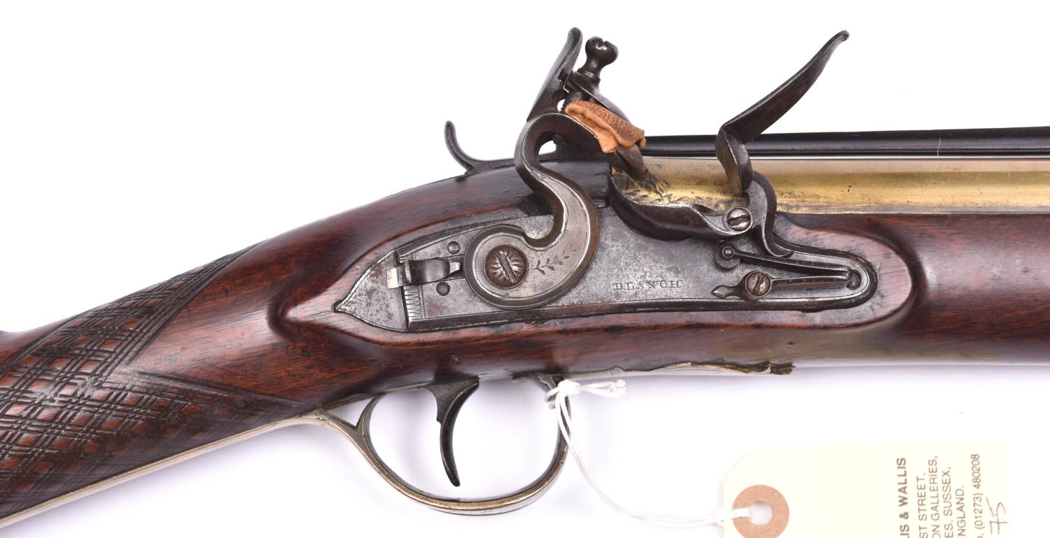 A brass barrelled flintlock blunderbuss with spring bayonet, c 1800, 29½” overall, swamped barrel - Image 2 of 2