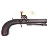 An unusual 48 bore percussion boxlock sidehammer overcoat pocket pistol, c 1840, 7¾” overall,