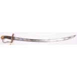 An 1803 field Officer’s sword of a Welsh Regiment, curved, fullered blade 30”, marked J J Runkel,