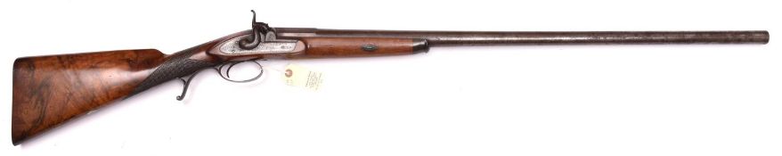 A mid 19th century 7 bore percussion sporting gun by Teasdale of Durham, 50½” overall, barrel 34”