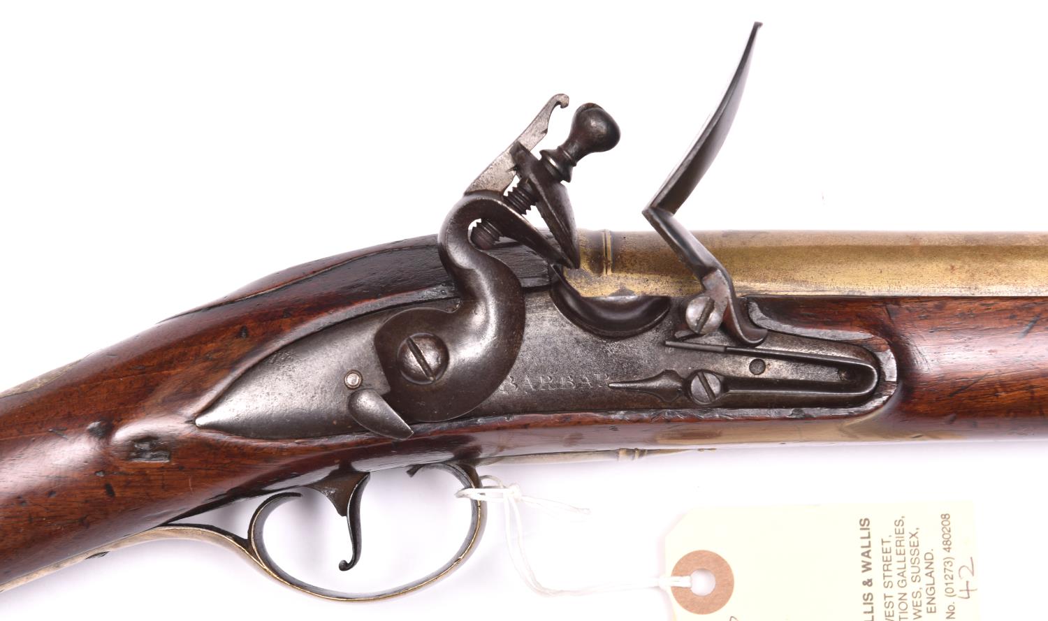 A brass barrelled flintlock blunderbuss, by Barbar, c 1770, 29½” overall, 2 stage swamped barrel - Image 2 of 2