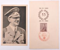 A Third Reich commemorative postal cover for Hitler’s 53rd birthday, 20th April 1942, bearing