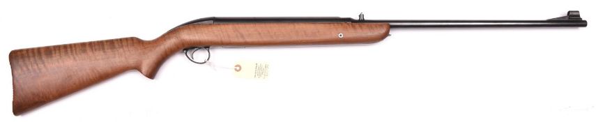 A .22” BSA Airsporter underlever air rifle, with one piece unvarnished walnut stock. GWO & basically