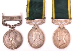 IGS 1908, 1 clasp Afghanistan NWF 1919 (G 6460 Pte E J Atkins R Suss R), VF; Efficiency Medal,