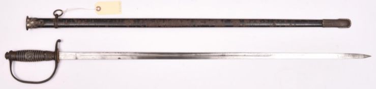 A Third Reich SS Officer’s sword, by Pet. Dan. Krebs, Solingen, in its scabbard, the throat mount