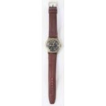 Recta wristwatch. Serial 566310. Plated case, brushed finish, substantial wear to plating, 33mm