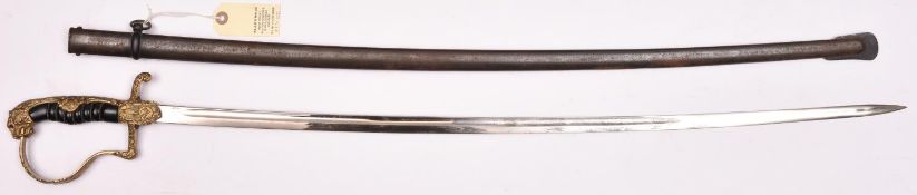 A scarce pattern Third Reich Army Officer’s sword, by Rich A Herder, Solingen, the cast brass hilt