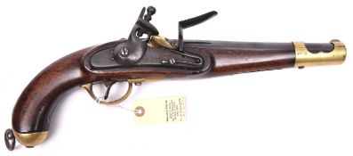 An Austrian 12 bore flintlock cavalry pistol c 1840, 17” overall, barrel 9¾”, flat lock with ring