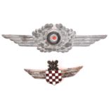 A silver plated and enamel breast badge of the Croatian Air Force Legion, with pin back; and a Third
