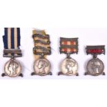 Four place name/menu holders, adapted from Victorian campaign medals: Crimea, 3 clasps Alma,