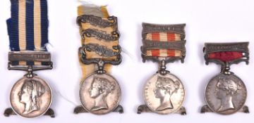 Four place name/menu holders, adapted from Victorian campaign medals: Crimea, 3 clasps Alma,