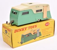 Dinky Toys Four Berth Caravan (188). In light green and cream. Boxed with correct spot, minor