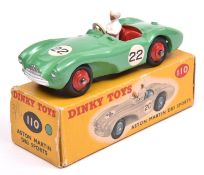 Dinky Toys Aston Martin DB3 Sports (110). In mid green with red seats and wheels, RN22, complete