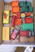 Dinky Toys Farm Related Toys. Massey Harris Tractor. 6x Land Rover Trailers, 2 boxed (341), one
