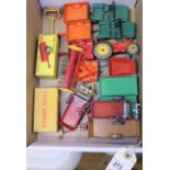 Dinky Toys Farm Related Toys. Massey Harris Tractor. 6x Land Rover Trailers, 2 boxed (341), one