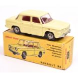 French Dinky Renault R8 (517). An example in primrose yellow with red interior, dished spun wheels