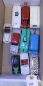 10 Dinky Toys. Austin A105, Connaught, Mini Minor 'Stripy The Magic Mini'. MGB, Mercedes Benz racing