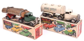 2x Tri-ang Minic post-war clockwork commerical vehicles. A Mechanical Horse and Milk Tanker (71M),