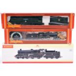 3x Hornby OO gauge BR tender locomotives. A Class 4 4-6-0 loco, 75005, in unlined black livery (