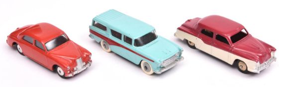 2 Dinky Toys. Nash Rambler station wagon in turquoise with red flash and light grey wheels with