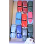 10 Dinky Toys. 2x Austin Somerset, Standard Vanguard, 2x Austin Devon, 3 Hillman Minx, Rover 75