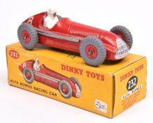A rare Dinky Toys Alfa Romeo Racing Car (232). In red, RN8, example with red plastic wheels and grey