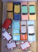7 Dinky Toys. 2x Plymouth Plaza, colour variations. Plymouth Estate Car, Hudson Commodore, Packard