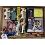 10+ Dinky Toys and accessories. Including; Massey-Harris tractor. Farm Trailer. Bedford Refuse