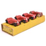 A Dinky Toys Trade Box of 6 Midget Tourer 35D (2 examples missing). All 4 examples in red, 3x with