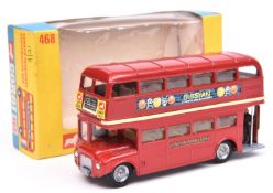 Corgi Toys London Transport Routemaster Bus (468). In red L.T. livery, with 'Outspan' adverts to