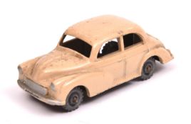 A rare Matchbox Series Morris Minor 1000 (46a). An example with tan body and grey metal wheels. GC